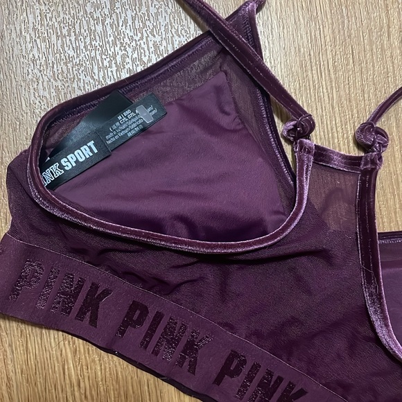 Size M - Victoria’s Secret PINK - Deep Purple Velvet sports bra - Picture 3 of 3